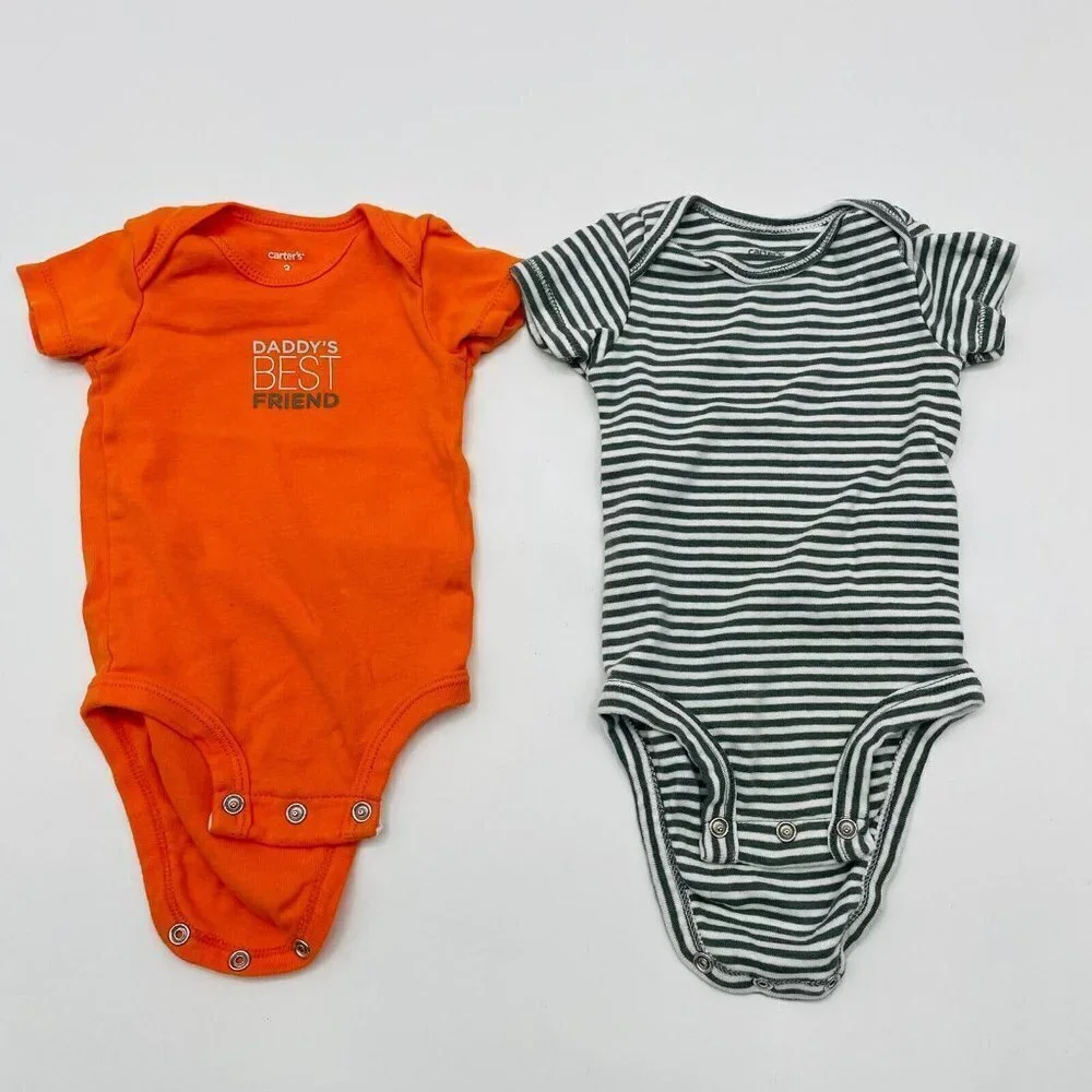 Carters Baby Infant Boys Size 3 Months 2 Piece Short Sleeve‎ Bodysuit Lot 1595